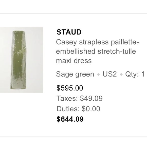 STAUD CASEY DRESS GARDEN GREEN - SIZE 2 NEVER BEEN WORN - NWT - Picture 3 of 7